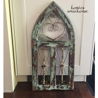 Rustic Window Pane Frame Wall Decor Barn Wood Metal Vintage