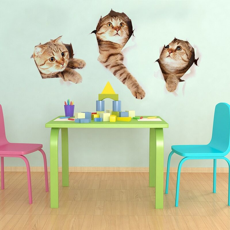 Pegatinas De Pared De Gatos Autoadhesivos 3d Murales Casa