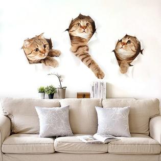 Pegatinas De Pared De Gatos Autoadhesivos 3d Murales Casa