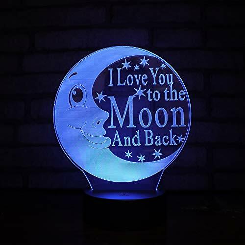 Bagvhandbagro I Love You 3d Illusion Lamp Led Night Light Table Desk Love Moon
