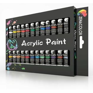 Zenacolor Acrylic Paint Set Adults Kids Craft Supplies Painting Canvas Panels River Rocks