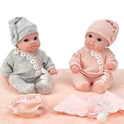 Mommy Me Doll Collection Mommy And Me 8 Inch Newborn Twin Baby Dolls Vinyl Body Boy And Girl Twins With Rompers
