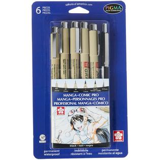 Sakura 50201 6 Piece Pigma Manga Comic Pro Drawing Kit