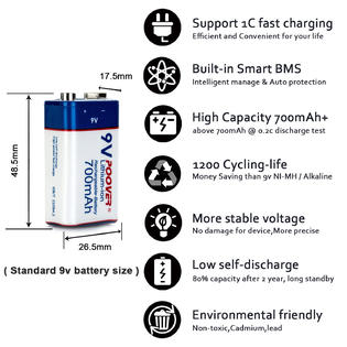 Poover 4 Poover 9v 700ma Li Ion Rechargeable Battery Tens Unit 9 Volt Battery Charger