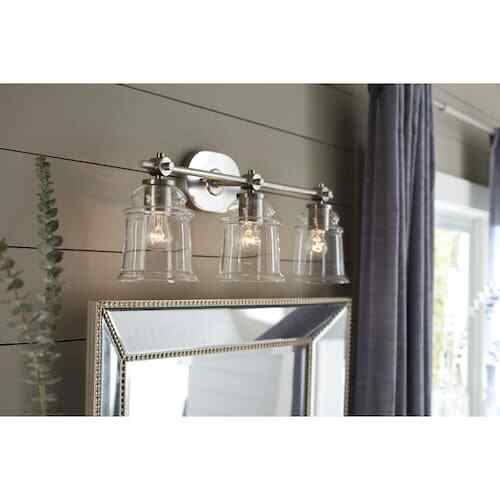 Allen Roth Bathroom Vanity 3 Light Fixture Brushed Nickel Bell Wall Lighting Allen Roth Bathroom Vanity 3 Light