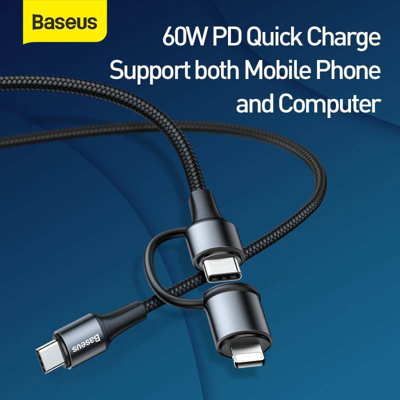 CATLYW-01 Baseus Twins 2 in 1 cable 60W PD Charging Type C Lightning Apple  Iphone Macbook