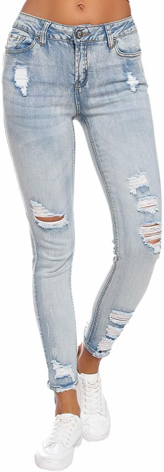 Resfeber Women S Ripped Boyfriend Jeans Cute Distressed Jeans Stretch Skinny Jea