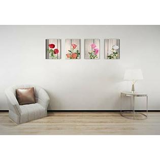 Amokr Canvas Rose Wall Art For Living Room Roses Decor Painting Multicolor White Red