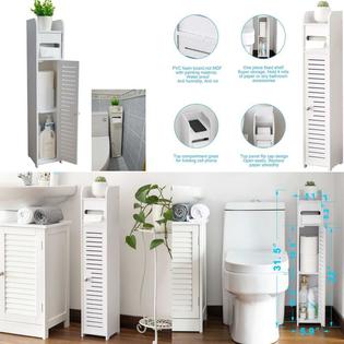 Brand Aojezor Aojezor Small Bathroom Storage Corner Floor Cabinet With Doors And Shelves Thin