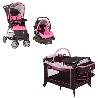 Baby Stroller with Car Seat and Base Playard Disney Pink Travel System  Combo Set