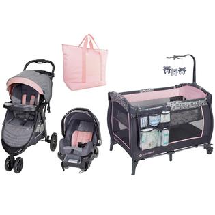 Baby Trend Baby Girl Pink Travel System Combo Set Stroller with Car Seat  Diaper Bag Playard
