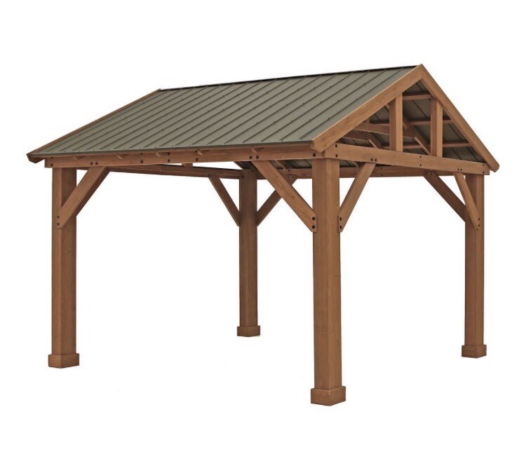 Ym12949 Yardistry 14 X 12 Cedar Pavilion With Aluminum Roof New Ships From Factory