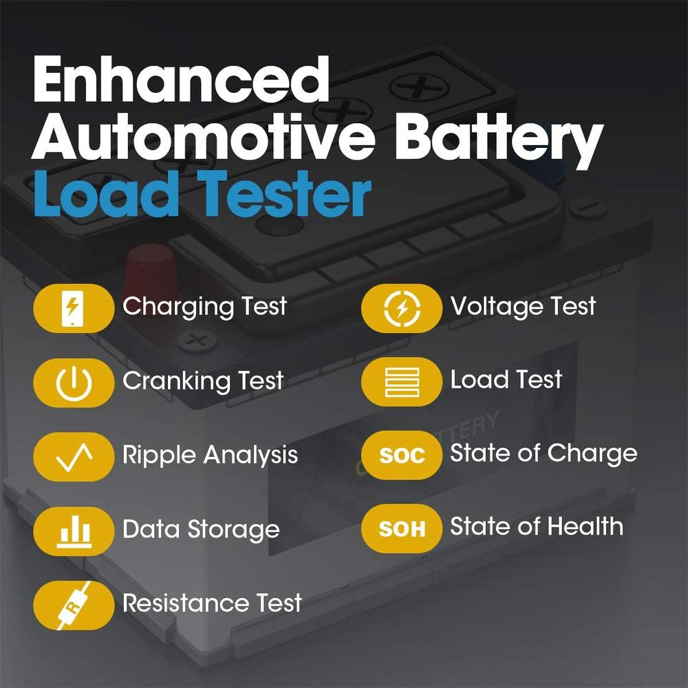 TOPDON BT100 Car Battery Tester 12V Load Tester 100-2000 CCA Automotive Alternator Tester Digital Auto Battery Analyzer