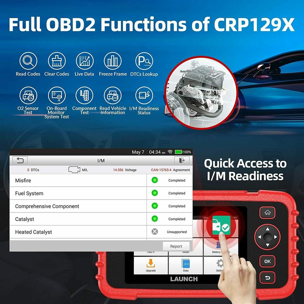 LAUNCH CRP129X OBD2 Scanner Car Diagnostic Code Reader ABS/SRS/Engine/Transmission for Oil/EPB/SAS/TPMS Reset
