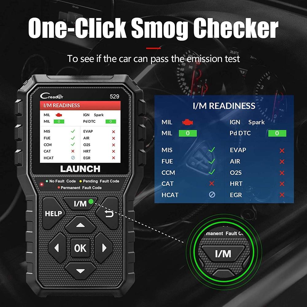 LAUNCH OBD2 Scanner CR529 Car Diagnostic Scan Tool with Full OBDII Functions DTC Lookup Check Engine Light