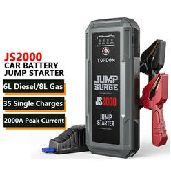 Topdon Car Battery Charger Jump Starter, Topdon 2000A Peak Battery 12V Portable Jump Starter for Up to 8L Gas/6L Diesel Engines