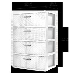 Sterilite 4 Drawer Plastic Storage Organizer Cabinet Wide Weave