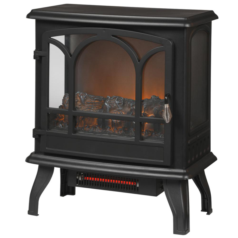 Hampton Bay EST-420-10-Y Electric Stove Infrared 1,000 Sq. Ft. Fireplace  Panoramic Heater Legion In Black