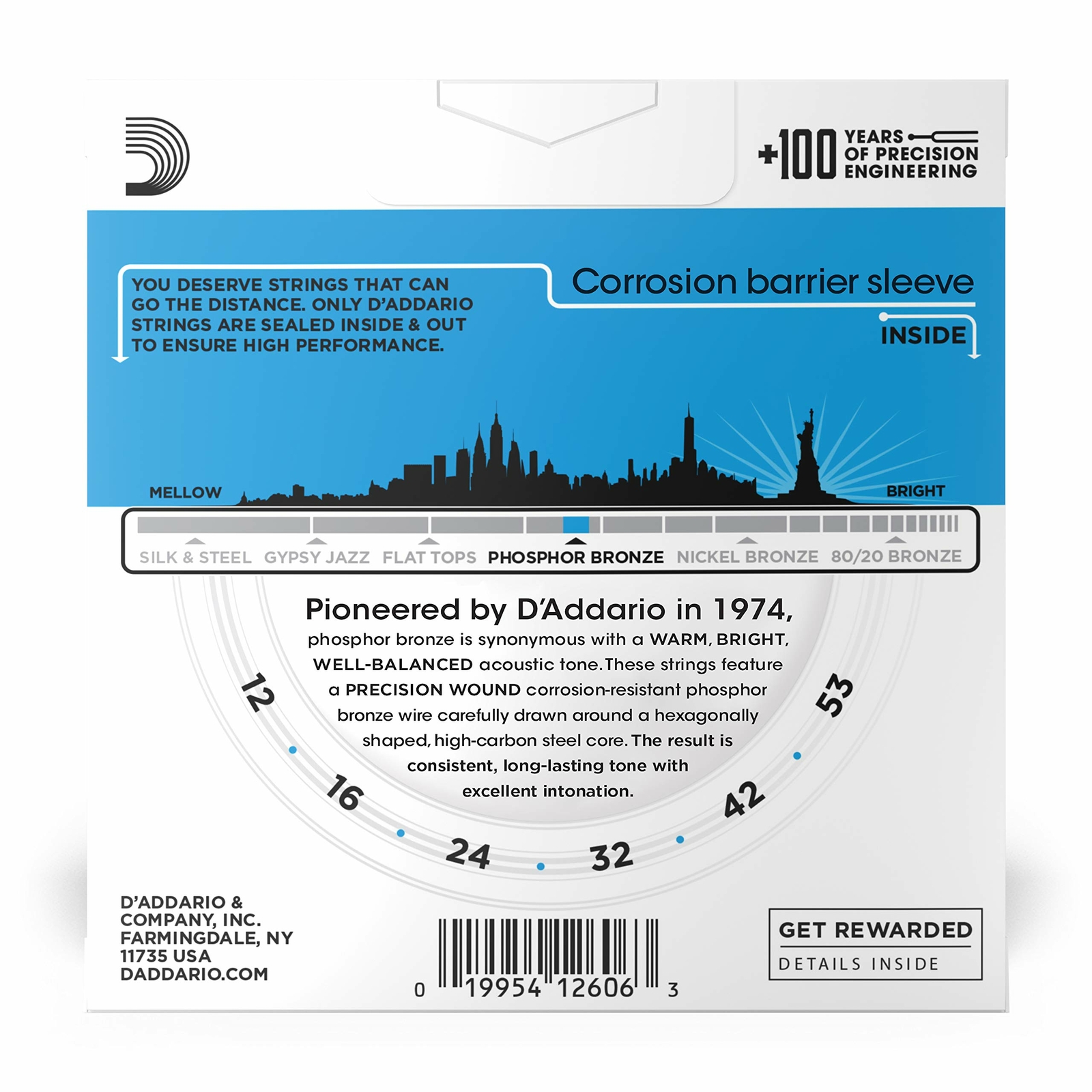 D Addario Ej163d D Addario Ej16 3d Phosphor Bronze Acoustic Guitar Strings Light Tension Cor