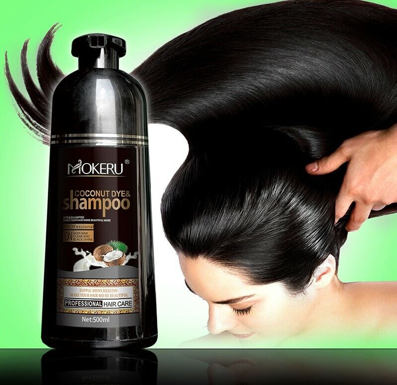 MOKERU NEW Coconut Oil Shampoo Hair Dye Color Natural Brown Black Cover  Blond Grey