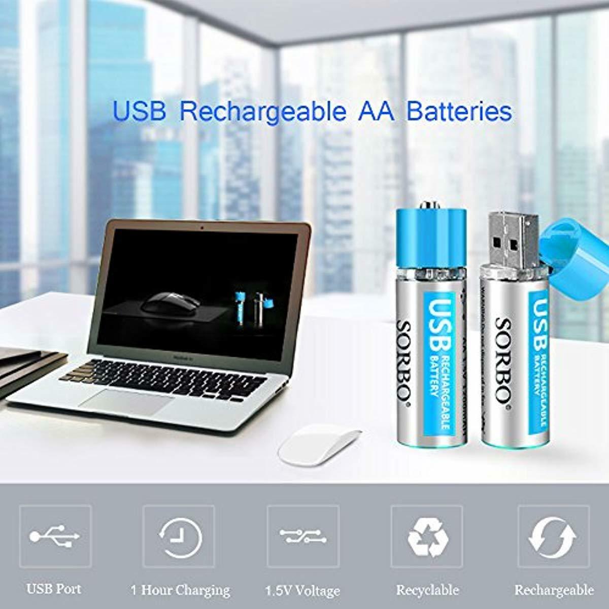 Hitrends Aa Batteries Usb Rechargeable Double A Lithium Batteries Li Ion Battery Cell