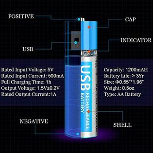 Hitrends Aa Batteries Usb Rechargeable Double A Lithium Batteries Li Ion Battery Cell