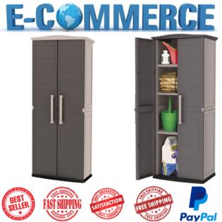 Keter 228852 Tall Outdoor Plastic Storage Shed Utility Cabinet