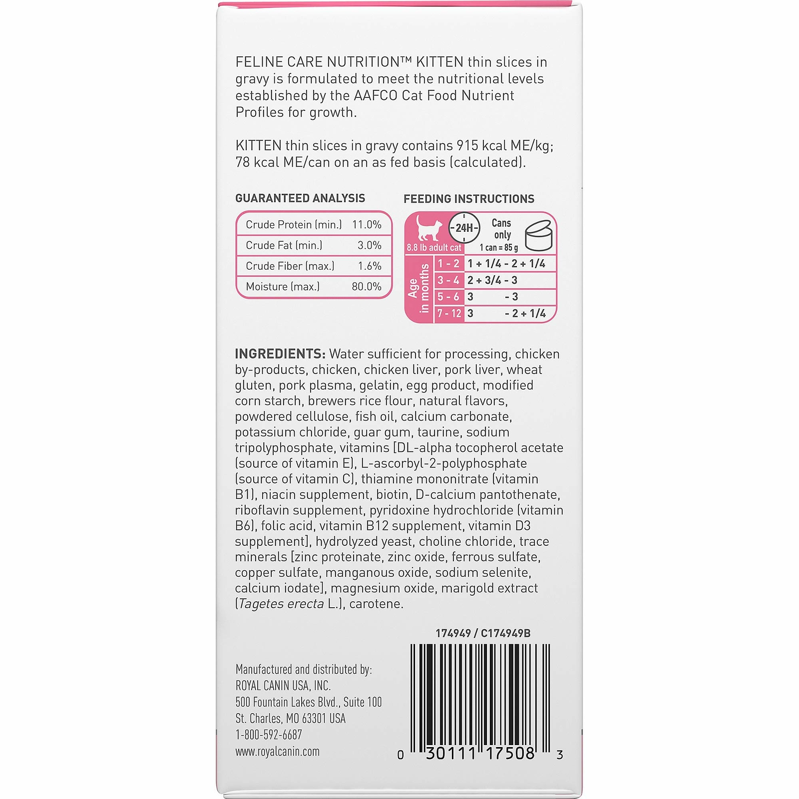 Royal Canin Feline Health Nutrition Thin Slices In Gravy Wet Kitten Food 3 Ounc