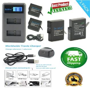 Smilepowo Wx1029 Dual Lcd Battery Charger For Gopro Hero 5 Hero 6 With Two Replacement Batteries
