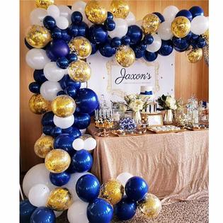 Soonlyn 100 Pcs Gold White Blue Balloons Birthday Party Wedding