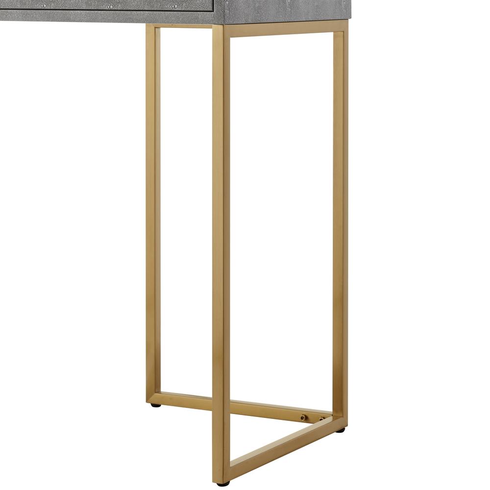 Nicole Miller Landan Console Table 2 Drawers Brushed Gold/Chrome Base and Handles Stainless Steel Base