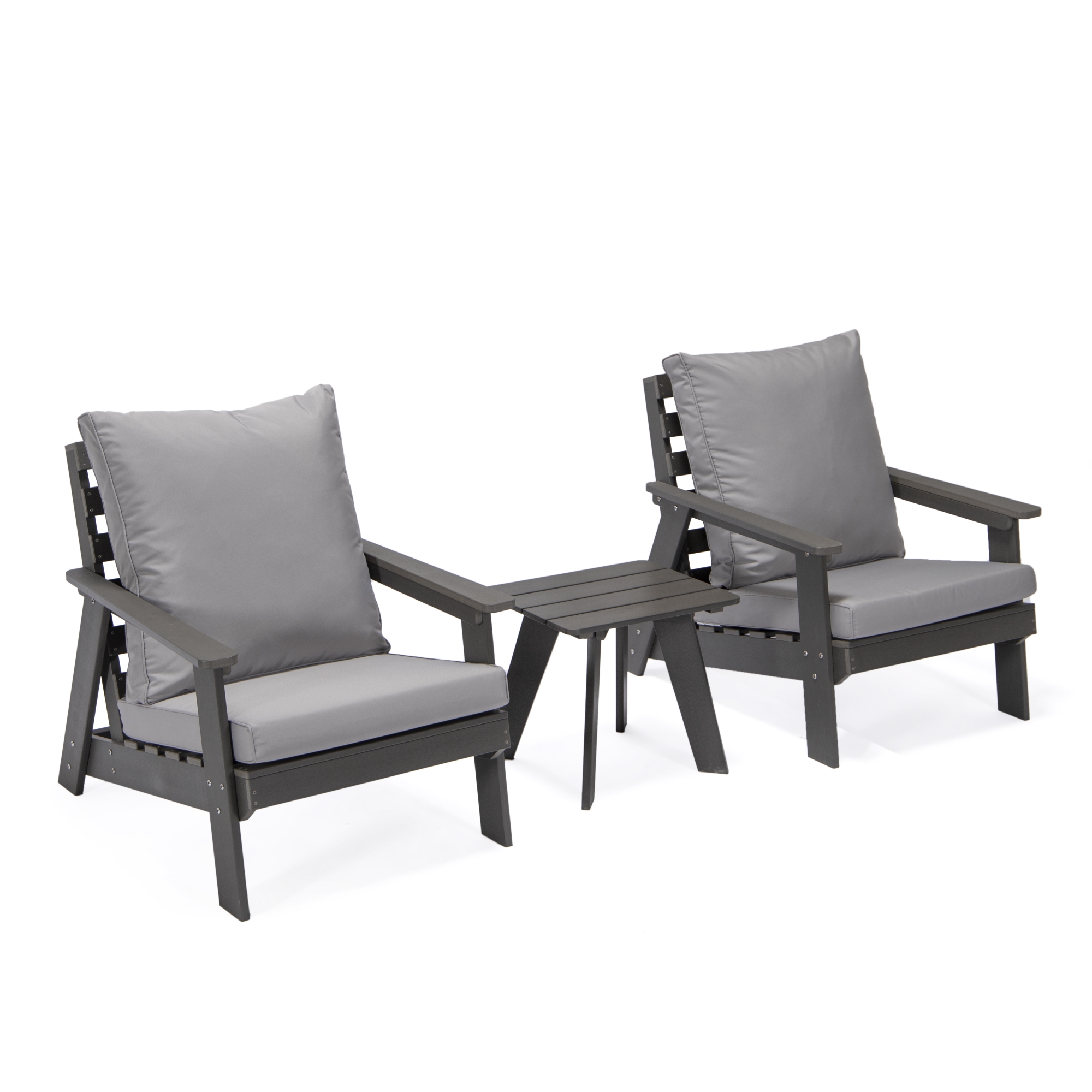 Inspired Home Maylani Outdoor 3pc Seating Group Set, 2 Armchairs, 1 Side Table Outdoor, Fade-Proof