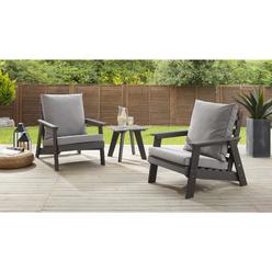 Inspired Home Maylani Outdoor 3pc Seating Group Set, 2 Armchairs, 1 Side Table Outdoor, Fade-Proof