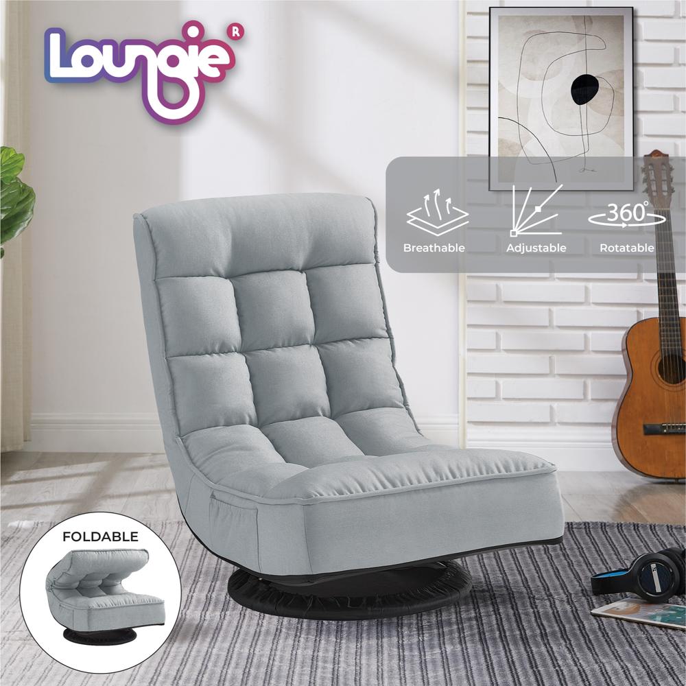 Loungie Hutson Recliner/Floor Chair 3 Adjustable Positions 360 Swivel, Steel Rod Construction Spot Clean Only