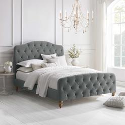 Rustic Manor Violeta Bed Diamond Tufted Headboard and Footboard Upholstered Slats Included