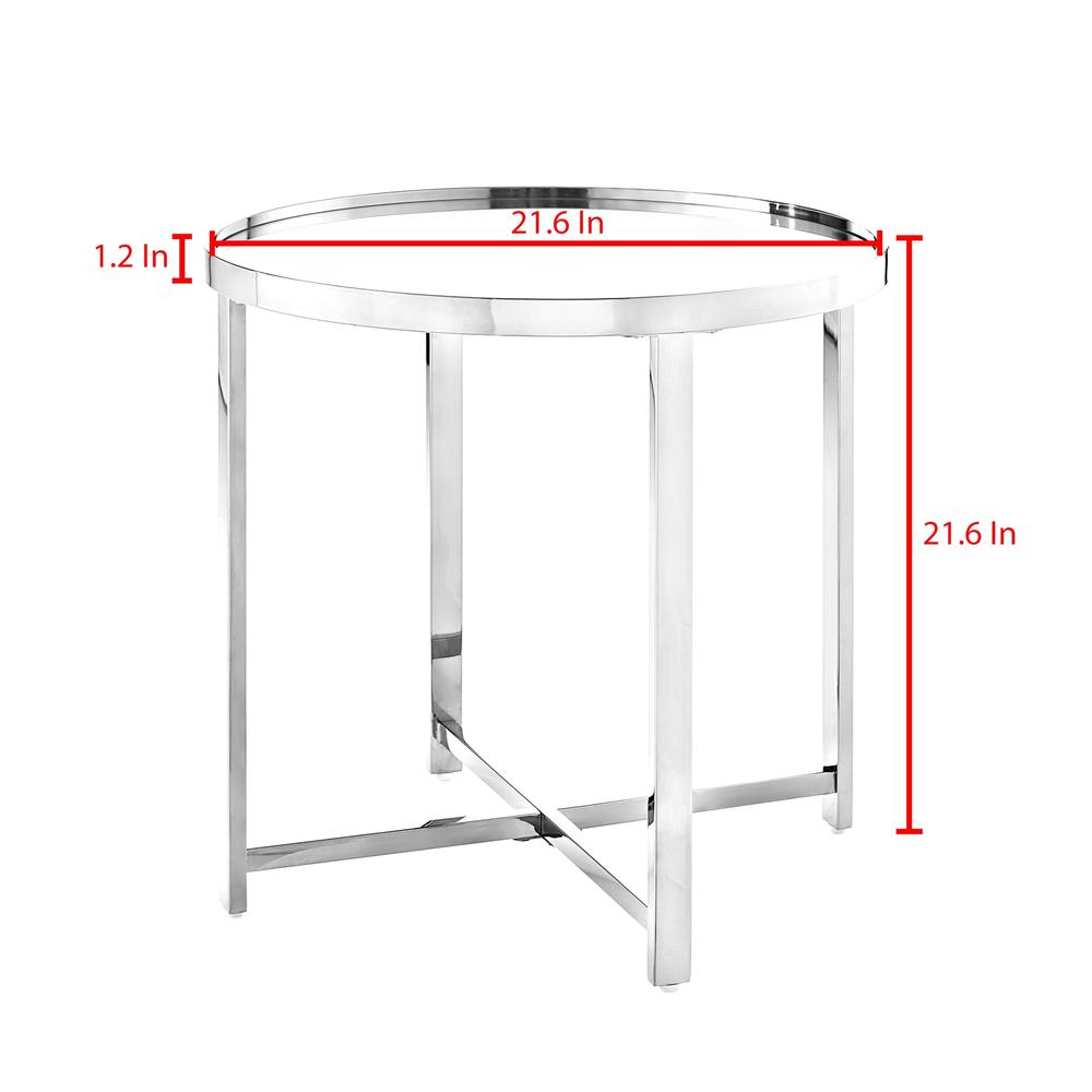 Nicole Miller Kamia Coffee Table /End Table Mirrored Top Cross Legs Design Open Geometric Base