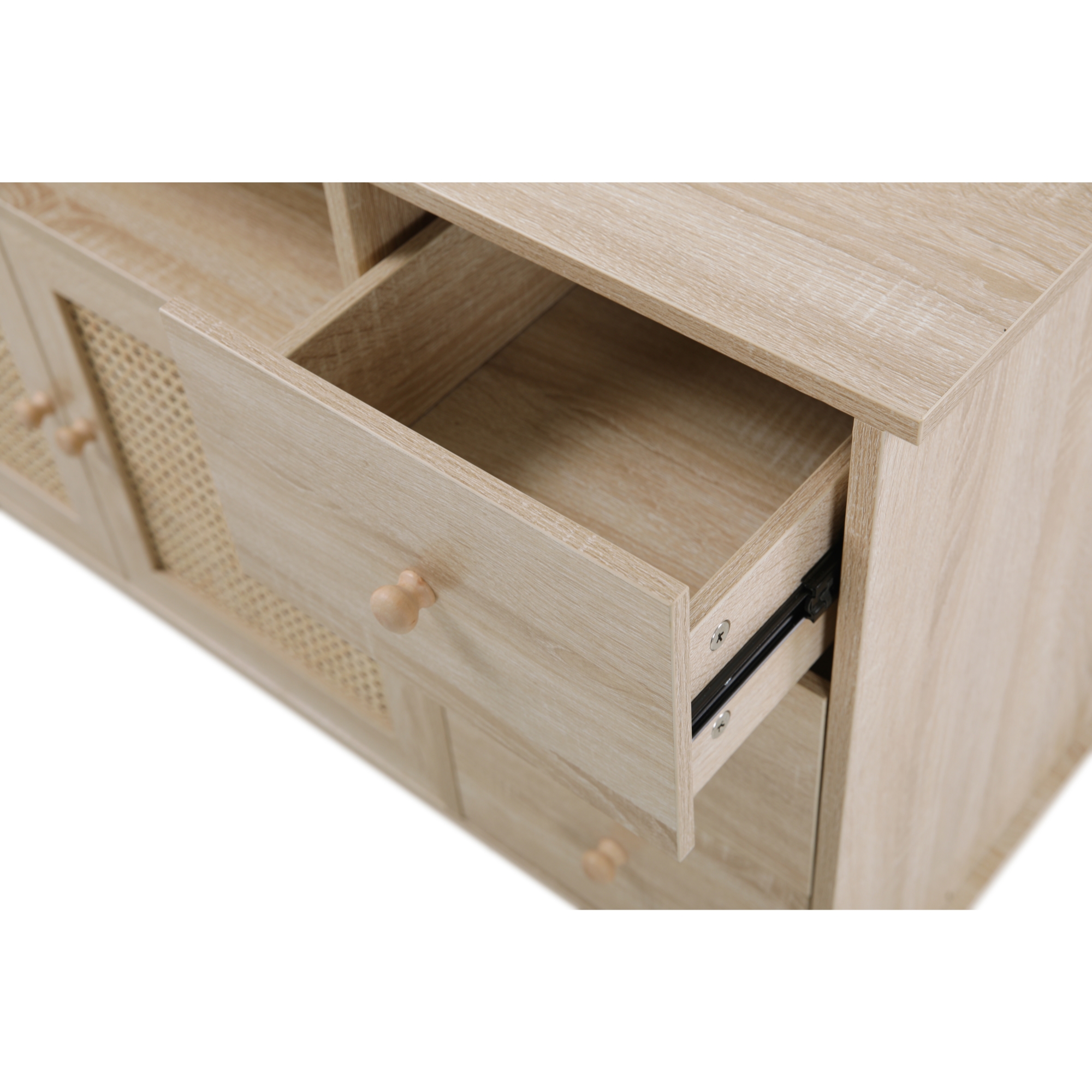 Loft Lyfe Pryce Sideboard Natural Rattan 2 Doors, 3 Drawers, 1 Shelf Storage Compartments