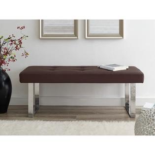 Inspired Home Alonso Bench Leather Button Tufted