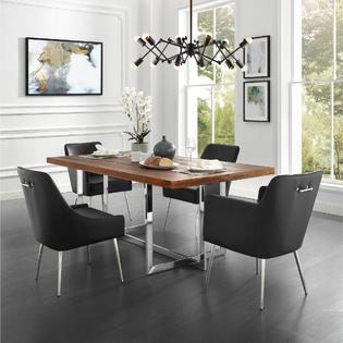 Arm Dining Chair Set Of 2 Chrome Handle, Faux Leather Dining Room Chairs With Arms