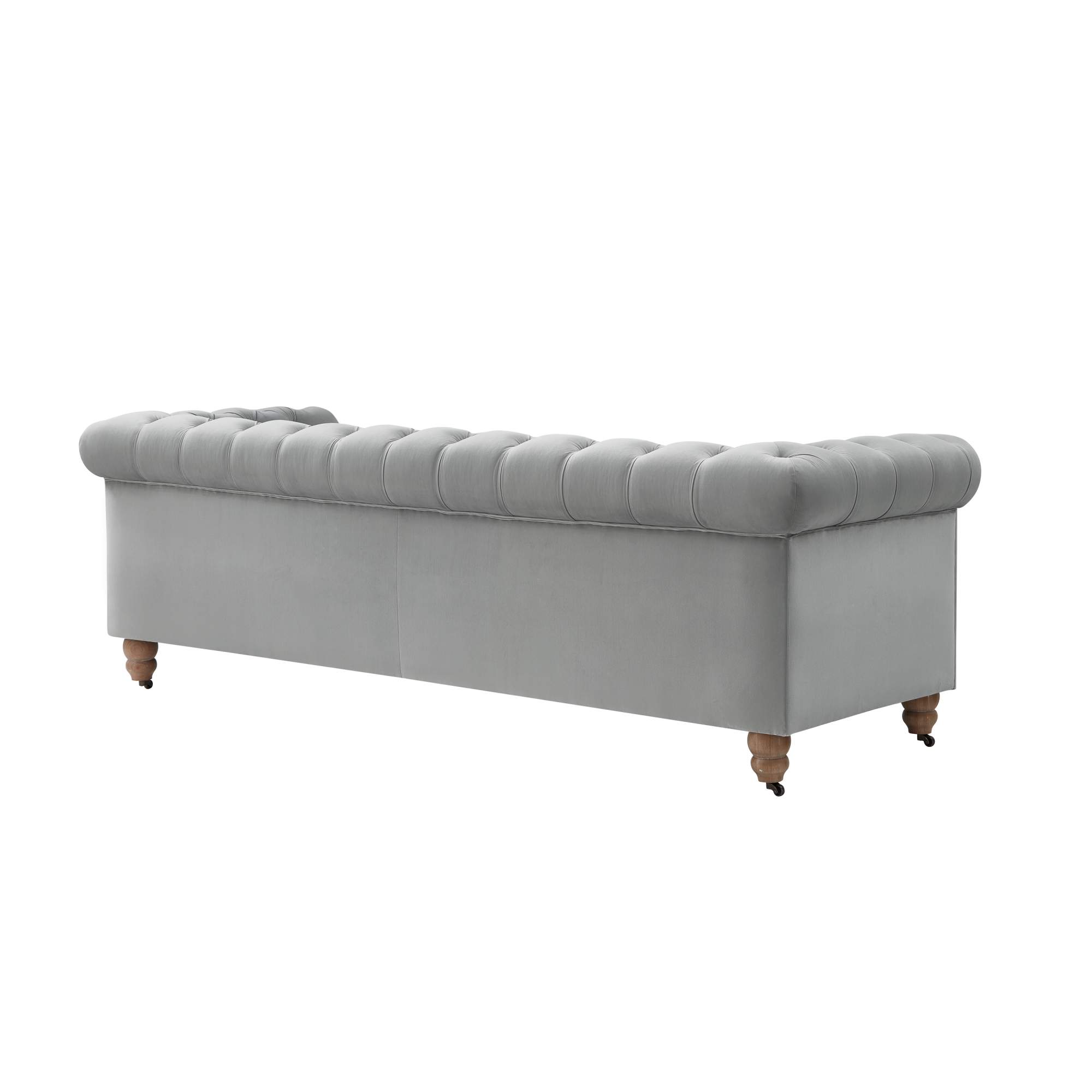 Rustic Manor Chesterfield Sofa Button Tufted Rolled Arm, Sinuous Springs Round Bun Leg with Caster