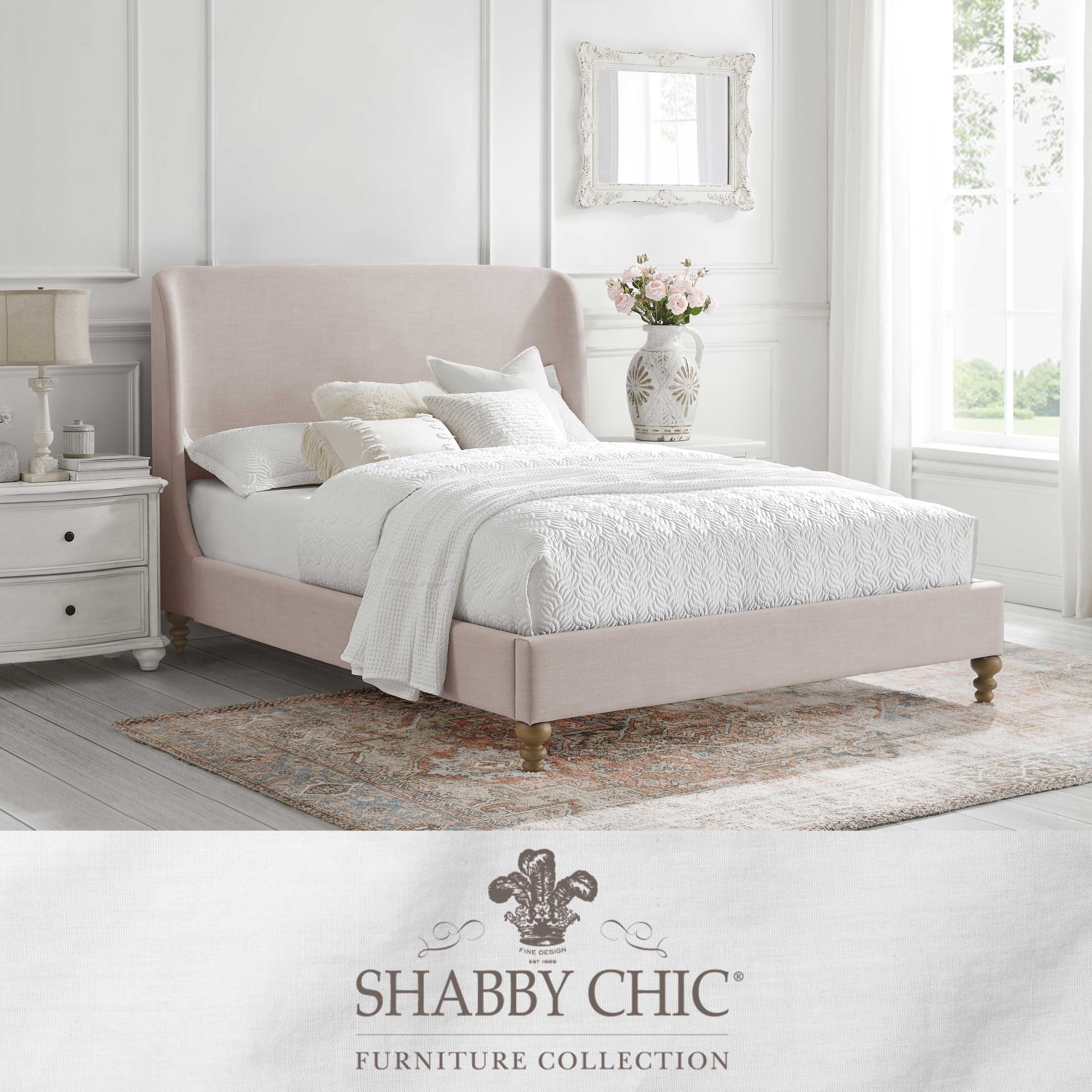 Shabby Chic Maisy Bed Wingback Upholstered Slats Included