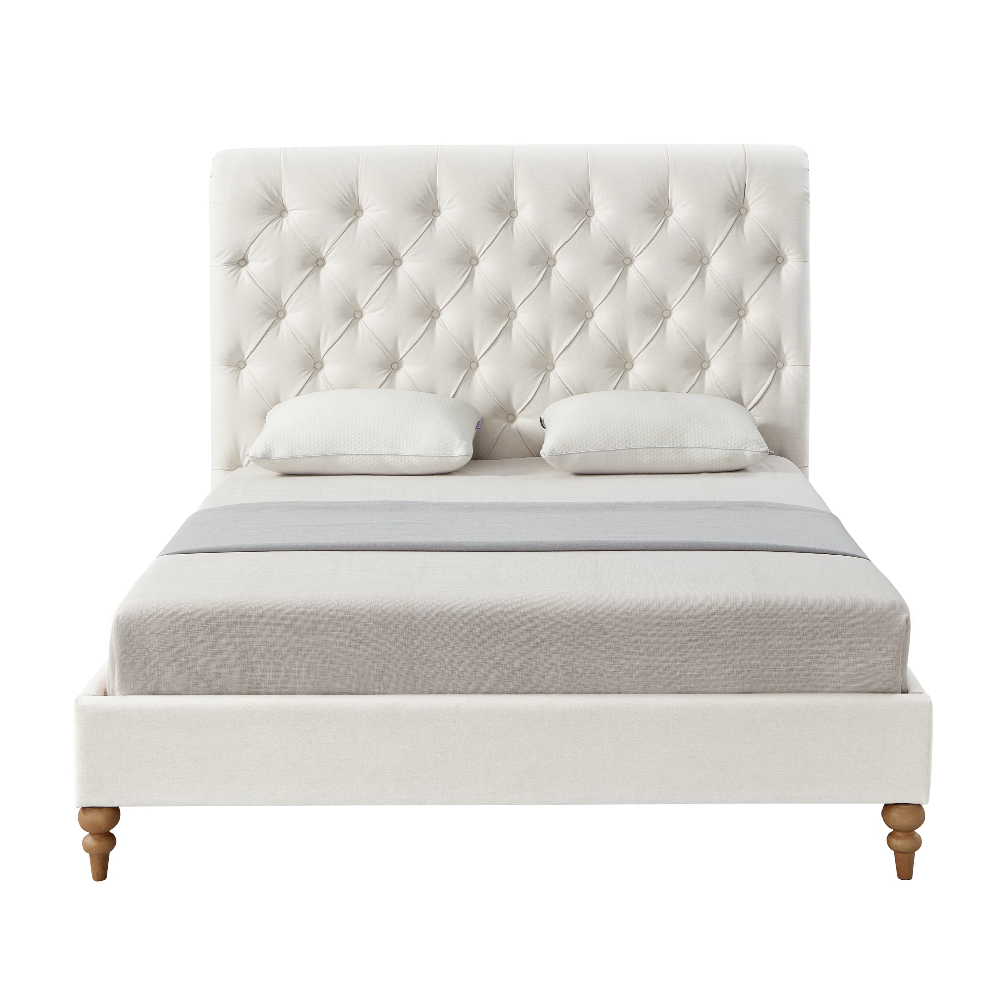Rustic Manor Xiomara Bed Rolled Top Button Tufted Nailhead Trim Slats Included