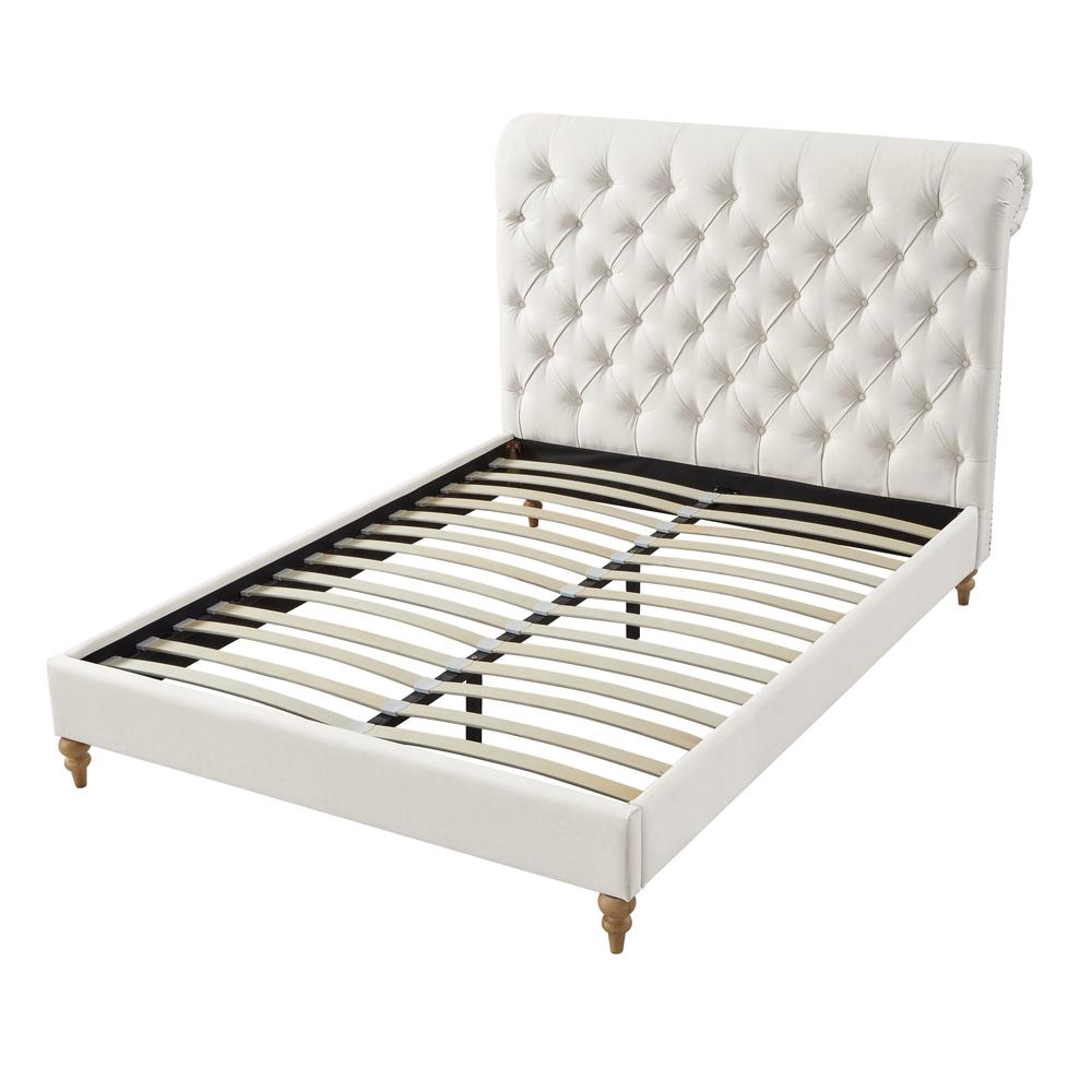 Rustic Manor Xiomara Bed Rolled Top Button Tufted Nailhead Trim Slats Included