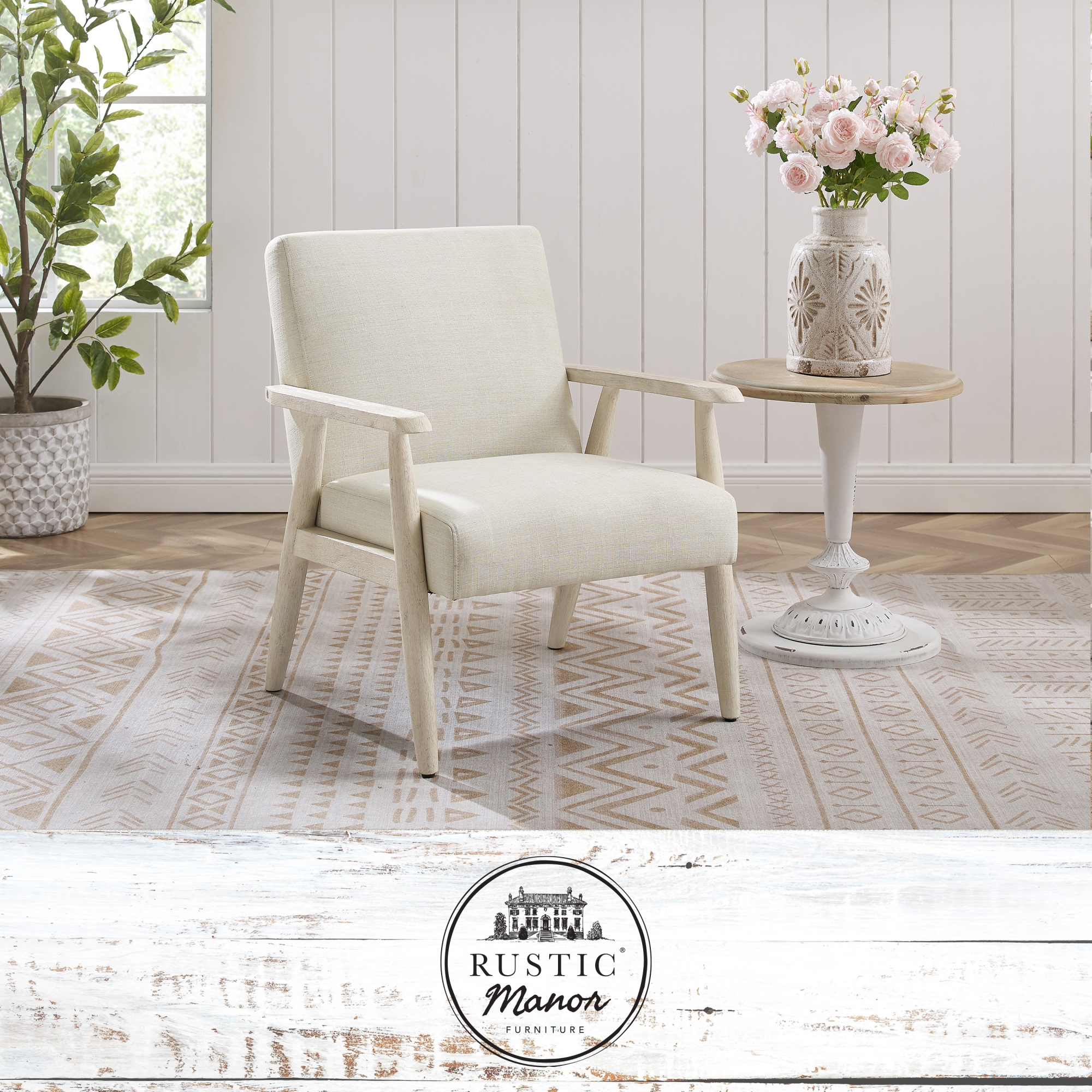 Rustic Manor Elana Armchair Upholstered Square Arms Sinuous Spring