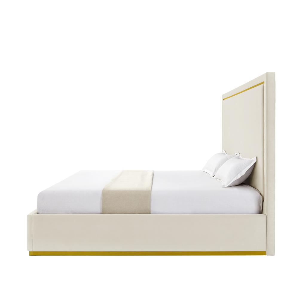 Inspired Home Aksel Platform Bed Upholstered Powder Coated Gold Frame and Base Slats Included