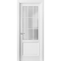 SARTODOORS French Door Frosted Glass 36 x 80 inches | Felicia 3309 Matte White | Single Panel Frame Handle | Doors 