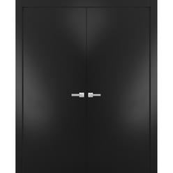 SARTODOORS Double Doors 48 x 80 inches with Handles | Planum 0010 Black Matte | Single Panel Frame | Doors 
