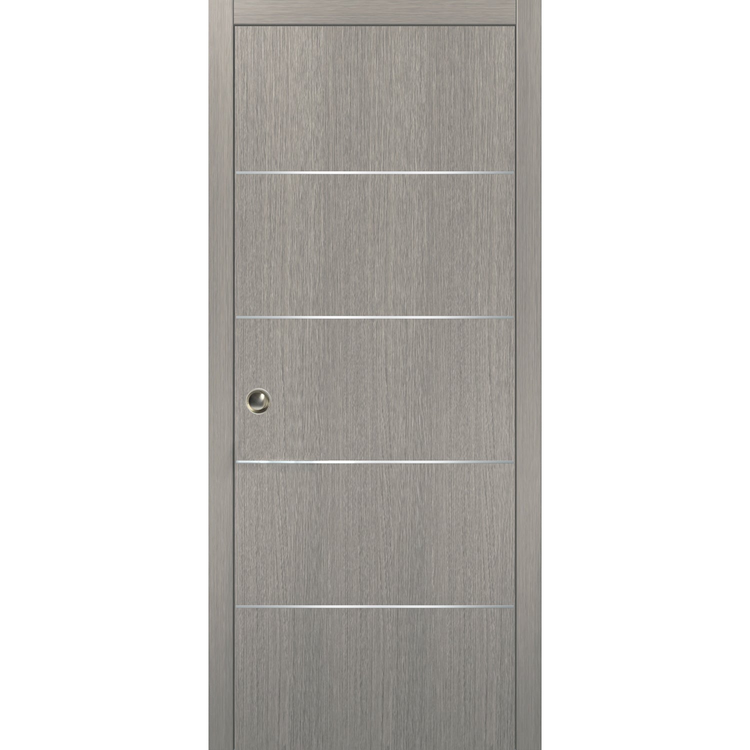 SARTODOORS Pocket Door 42 x 96 with Frames | Planum 0020 Grey Oak | Rail Hardware | Wood Sliding Doors