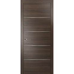 SARTODOORS Pocket Sliding Brown Door 42 x 96 with Frame | Planum 0020 Chocolate Ash | Frames Pulls Hardware | Wood Door