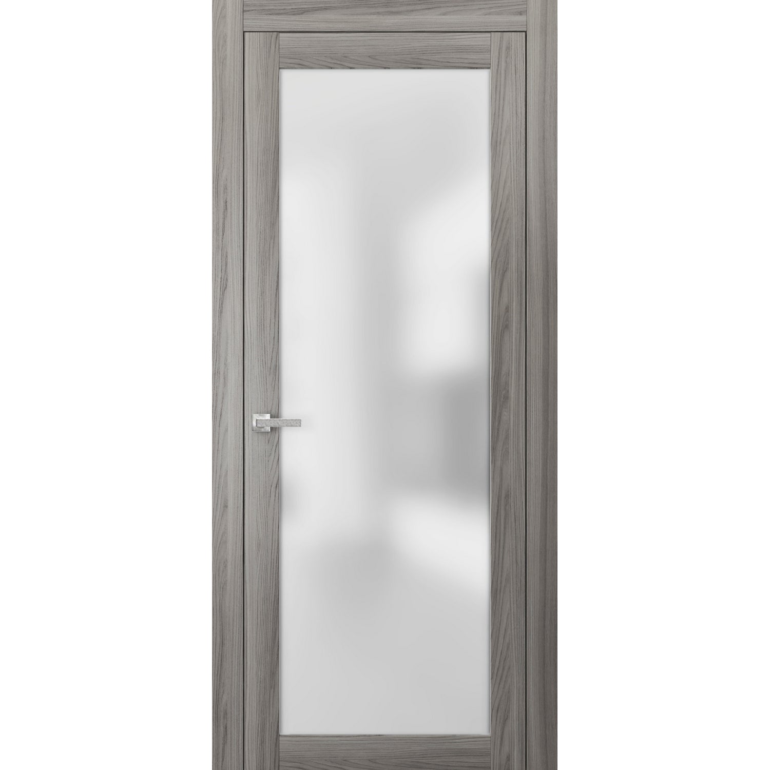 SARTODOORS Lite Frosted Glass Door 42 x 80 | Planum 2102 Ginger Ash | Frames Satin Nickel Hardware | Panel Pre-hung